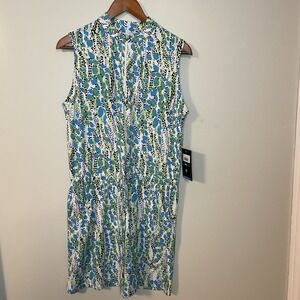 NWT IBKUL KAMILA Lime Green‎ Drawstring Sleeveless Mock Golf Tennis Dress Size M